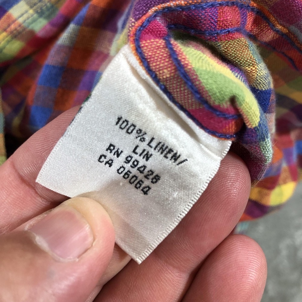 Bugatchi Uomo Shirt Mens Medium Multicolor Linen Long Sleeve Button Front - Picture 13 of 16